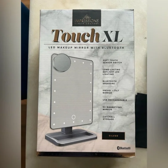 Touch XL Dimmable LED Vanity Mirror w/Bluetooth Speakers-Silver-4 Available💋🪩 - Picture 5 of 10